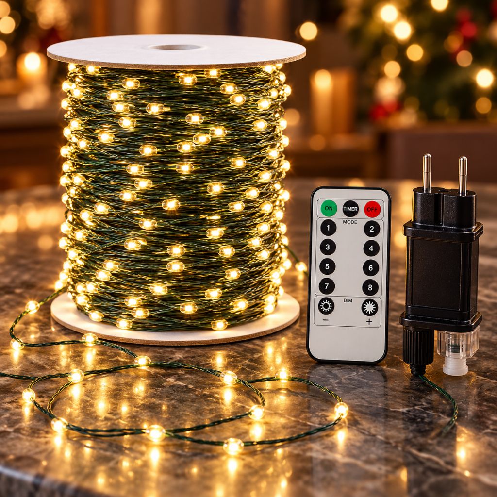 100m 1000-LED Christmas String Lights with Remote Control