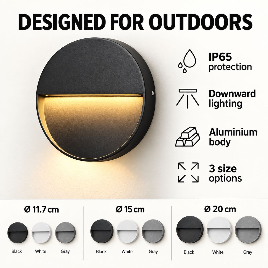 Round IP65 Outdoor LED Downlight Wall Sconce
