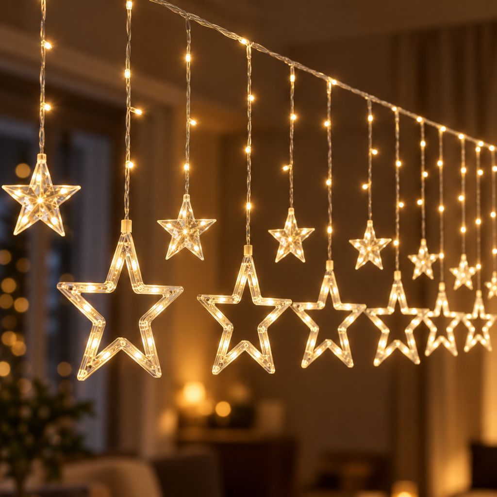 3.5m LED Star Curtain Christmas Lights with 8 Modes