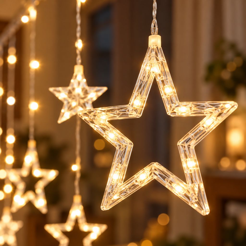 3.5m LED Star Curtain Christmas Lights with 8 Modes