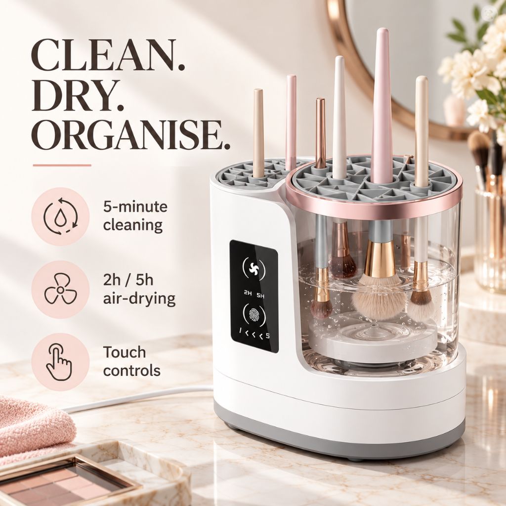 3-in-1 Electric Makeup Brush Cleaner and Dryer with Timer