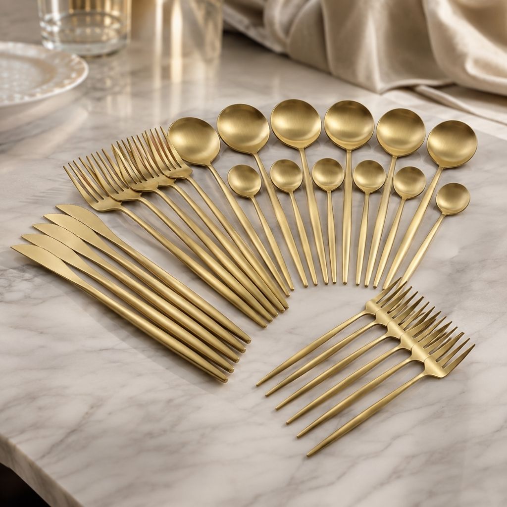 30-Piece Minimalist Stainless Steel Cutlery Set