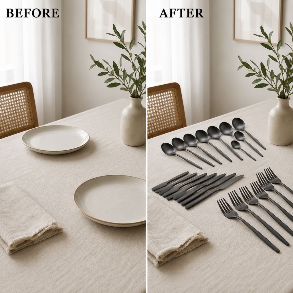 30-Piece Minimalist Stainless Steel Cutlery Set