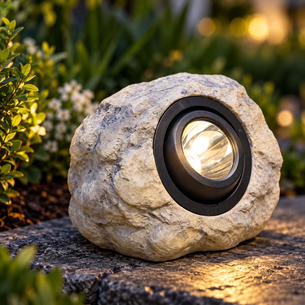 Solar Rock Garden Spotlight with Warm and Cool White LED