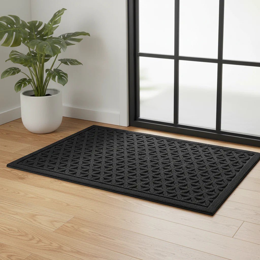 3D Grooved Geometric Doormat Anti - Slip Scraper Entrance Mat - Lattea Global