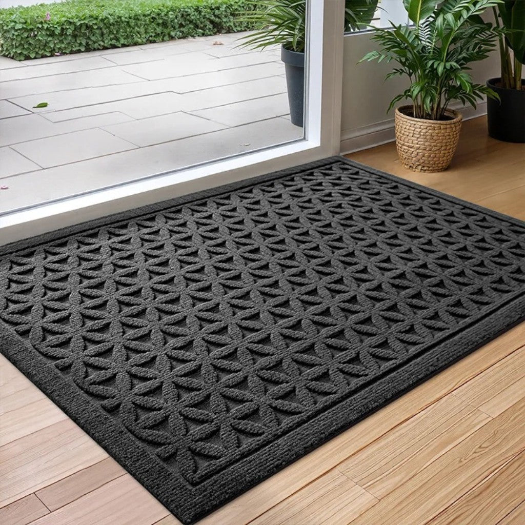 3D Grooved Geometric Doormat Anti - Slip Scraper Entrance Mat - Lattea Global