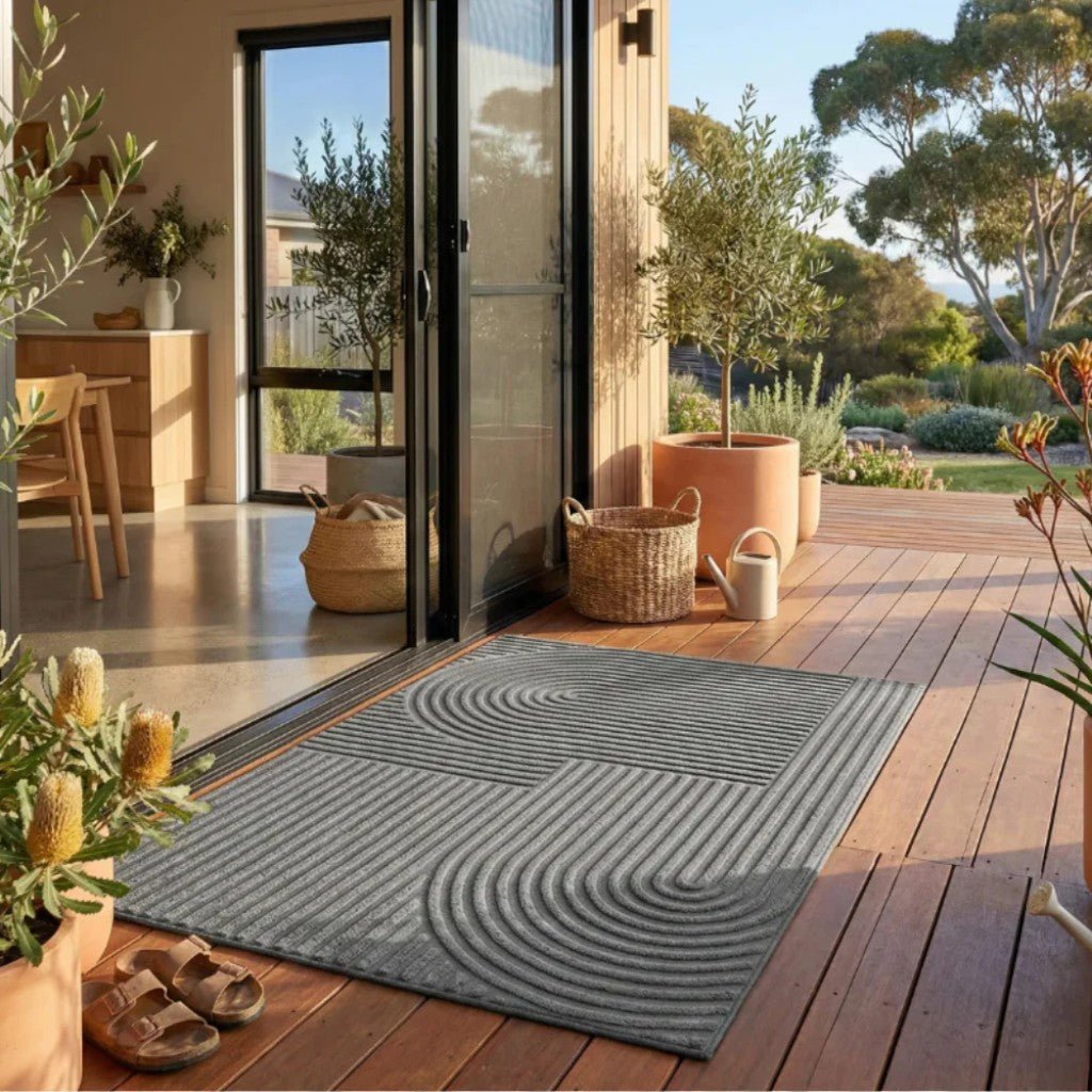 3D Grooved Geometric Doormat Anti - Slip Scraper Entrance Mat - Lattea Global