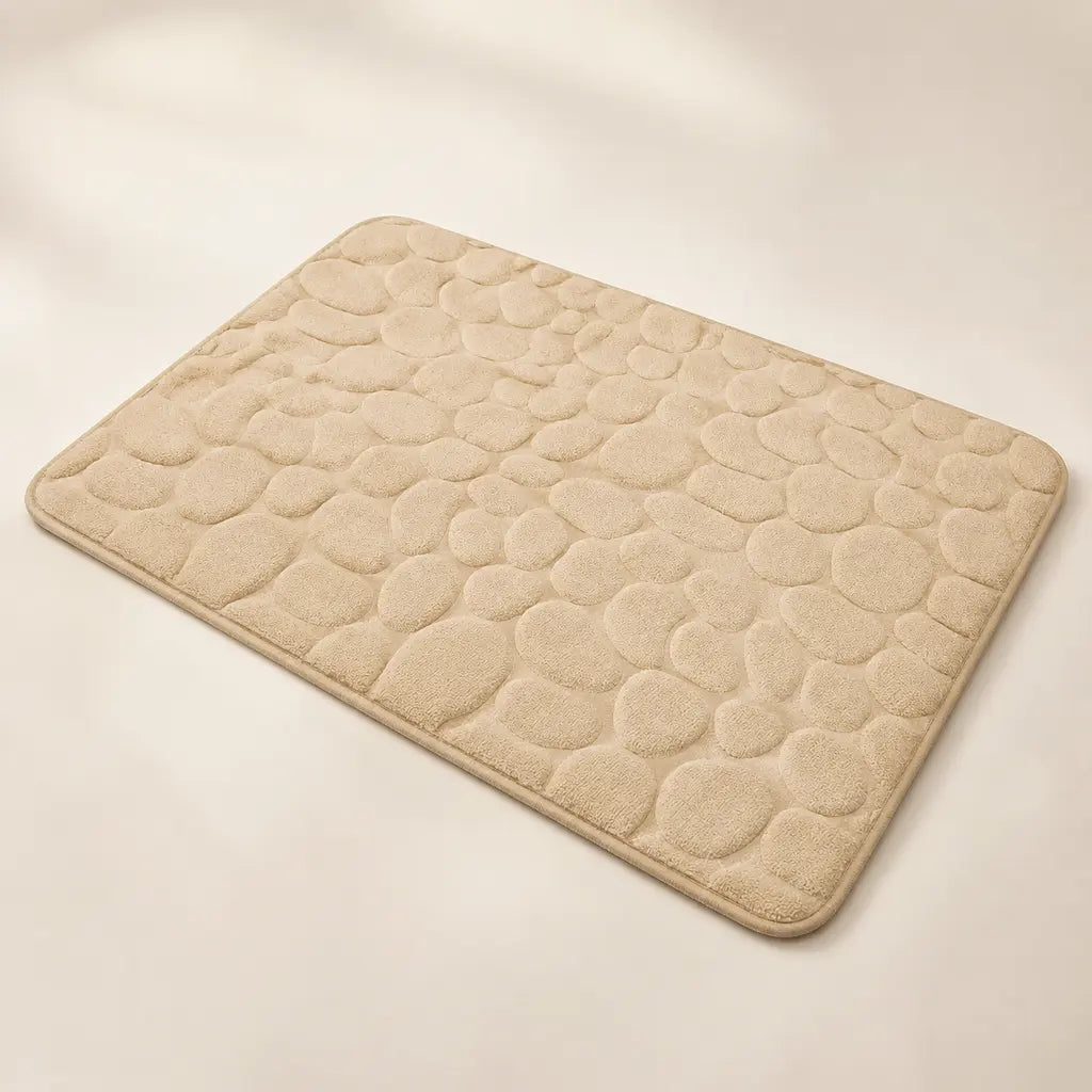 Beige 3D Non-Slip Quick-Dry Bathroom Mat studio hero