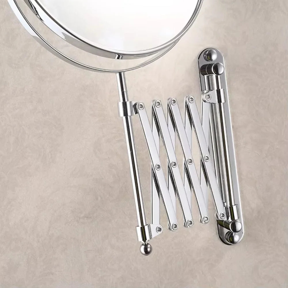 3x magnifying round wall makeup mirror double sided pantograph arm – view 5