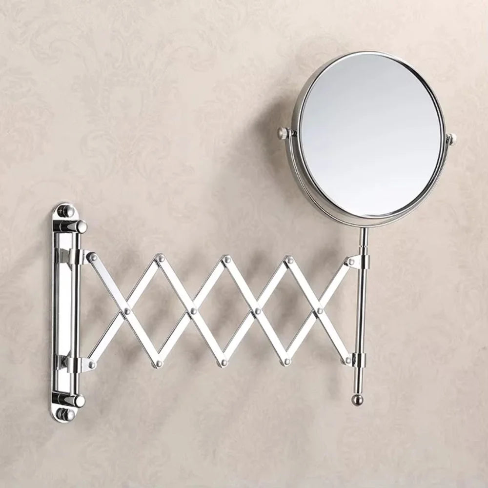 3x magnifying round wall makeup mirror double sided pantograph arm – view 9