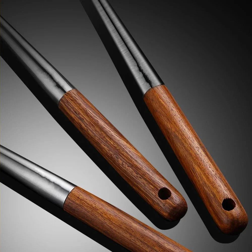 4pc set stainless steel cooking utensils with wooden handles – view 5