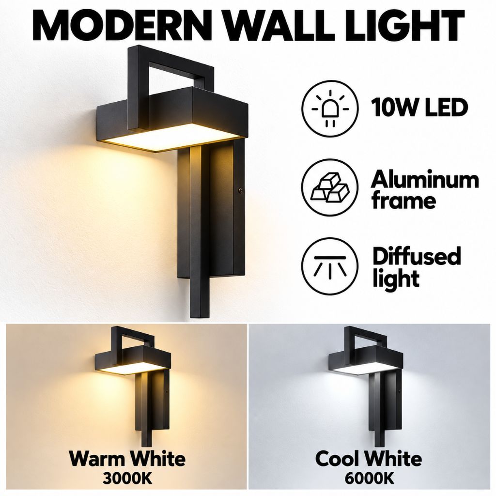 Modern Black Aluminum LED Outdoor Wall Sconce
