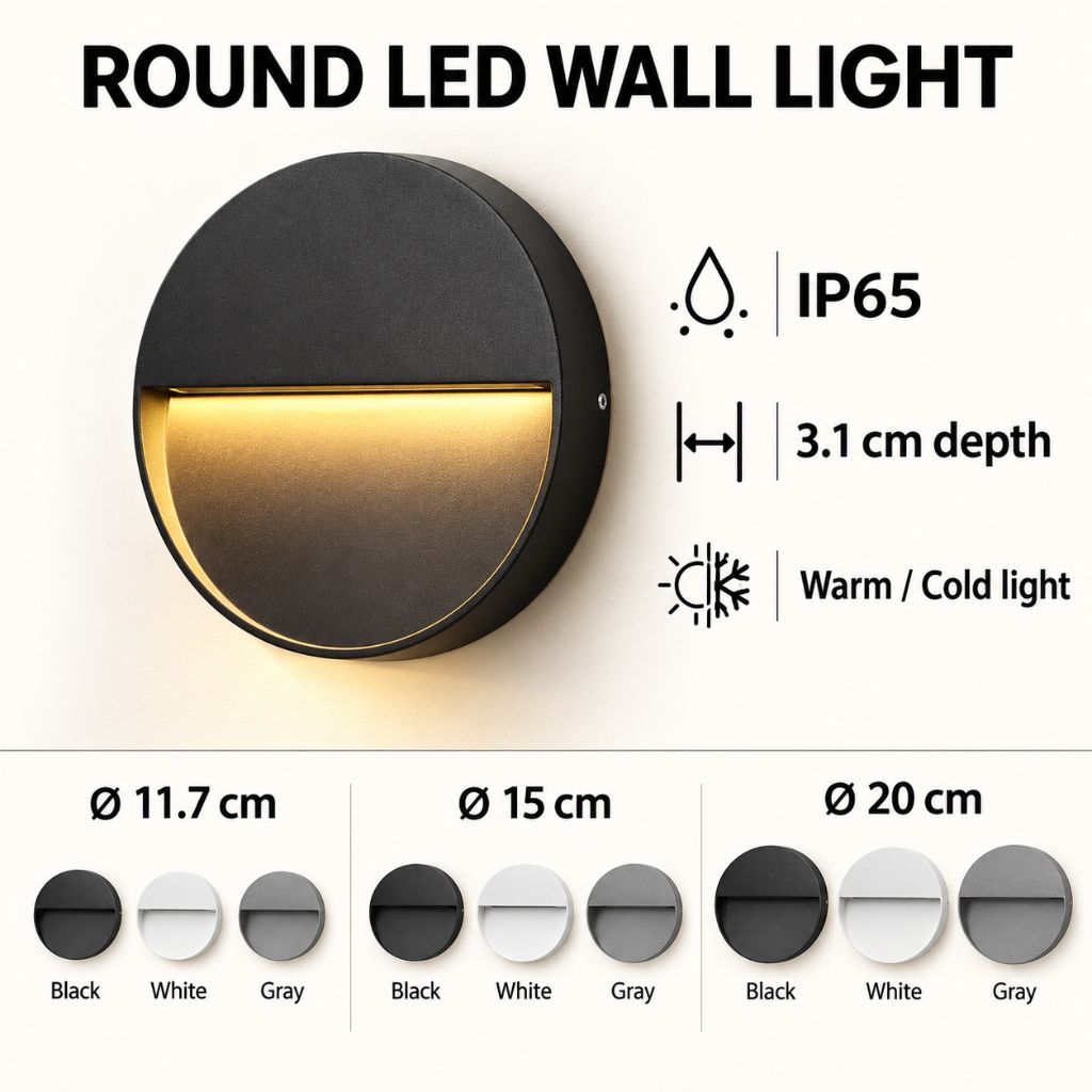 Round IP65 Outdoor LED Downlight Wall Sconce
