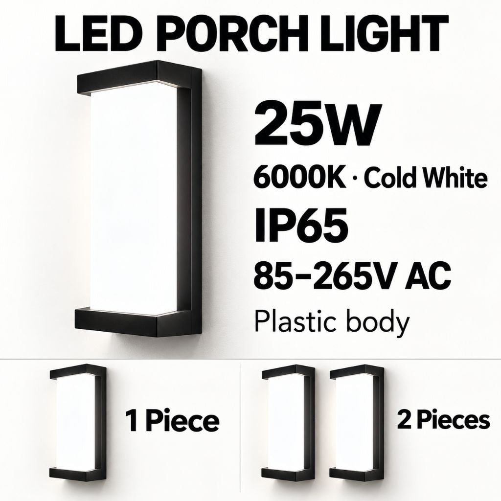 Rectangular IP65 LED Outdoor Porch Wall Light