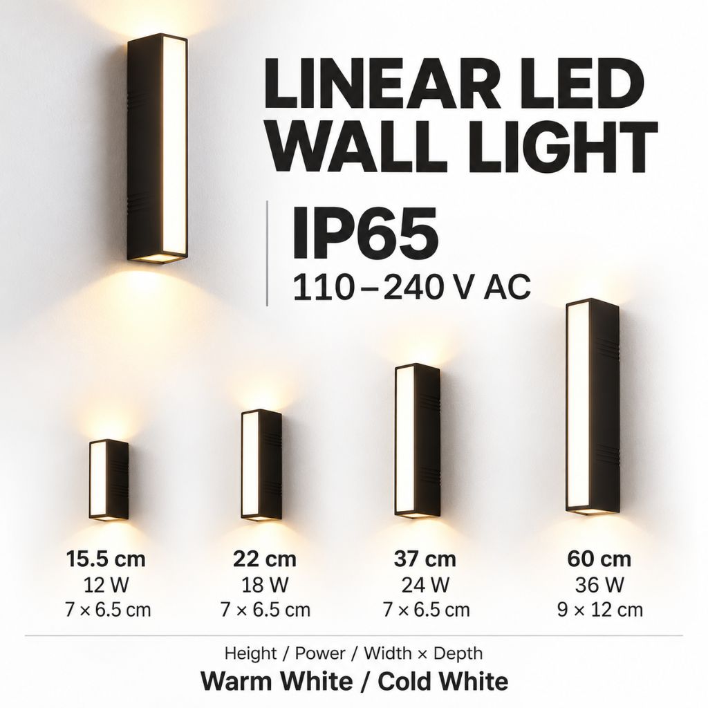 Long Linear IP65 LED Outdoor Wall Light