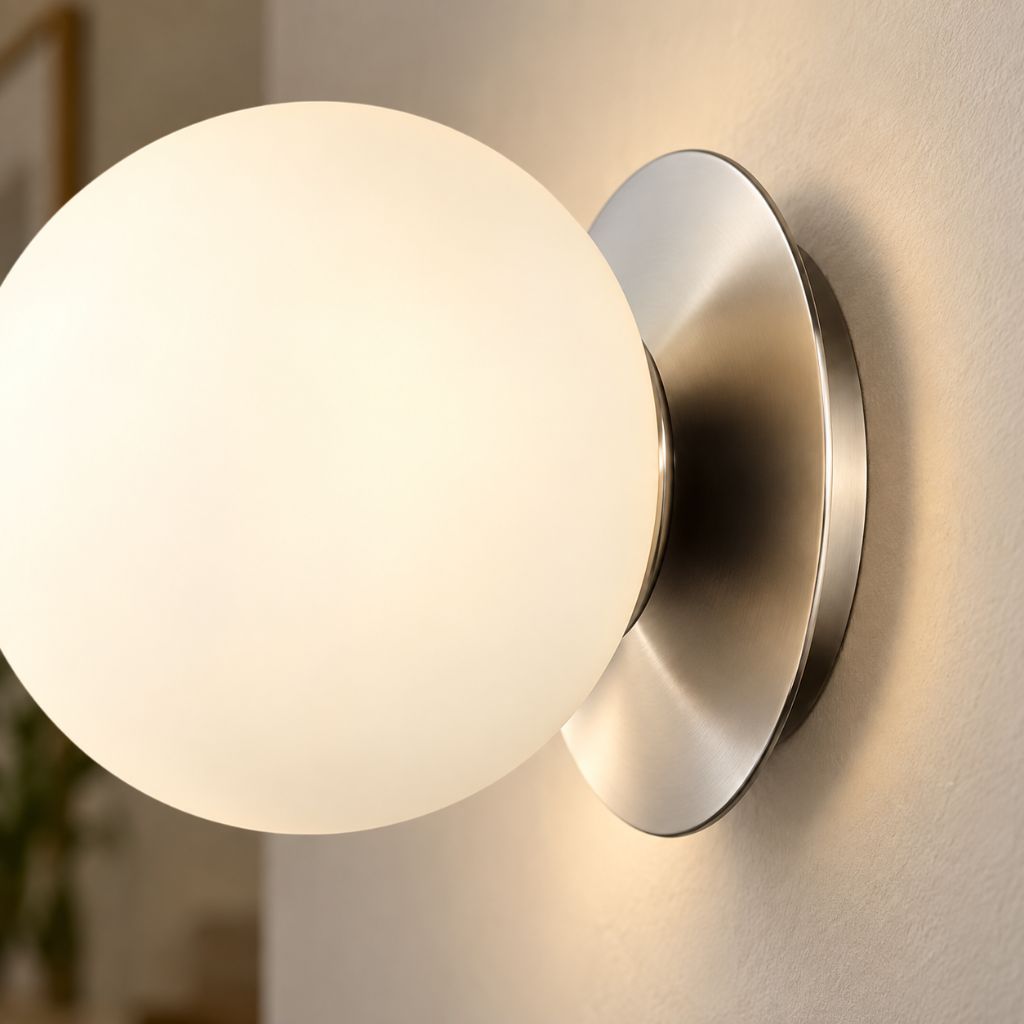 Round Glass Globe G9 Wall Light with Metal Base