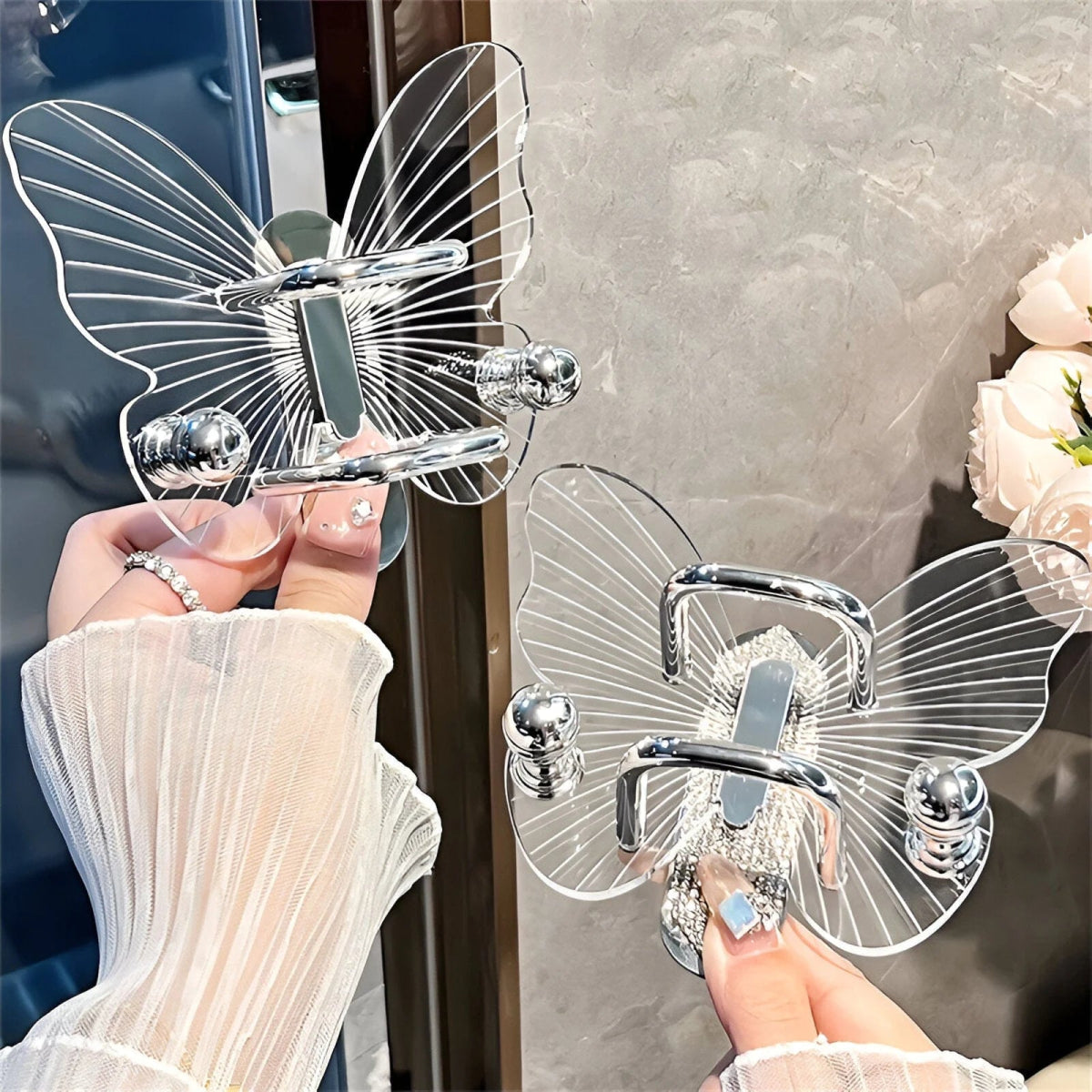 Acrylic Butterfly Wall Hook with Adhesive - Lattea Global