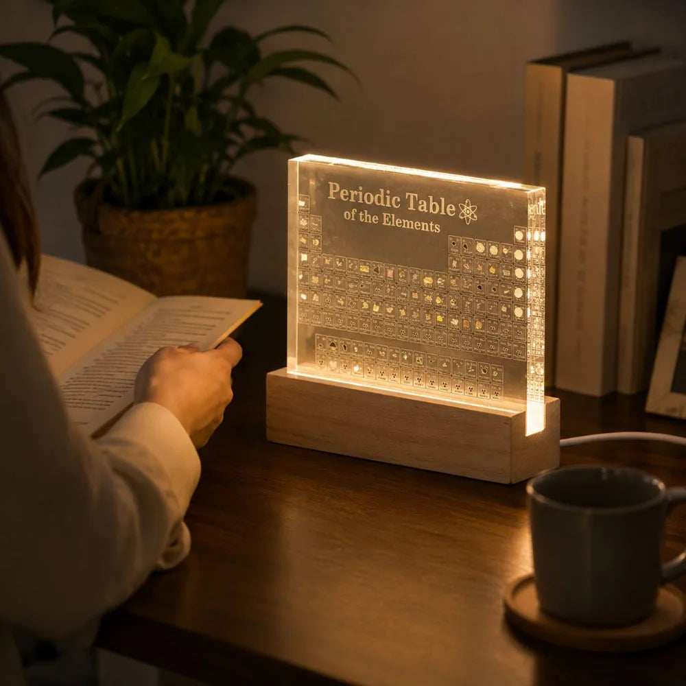 Acrylic periodic table figurine display with usb light desk ornament - view 5