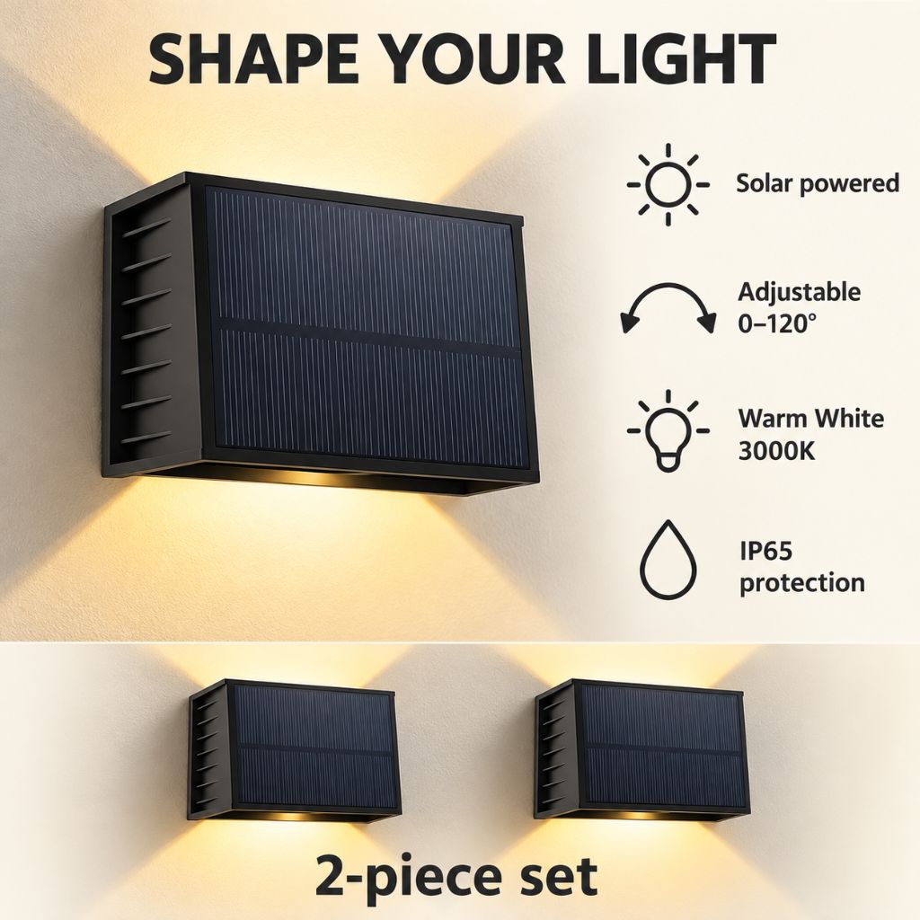 Adjustable Beam Solar Up and Down LED Wall Light