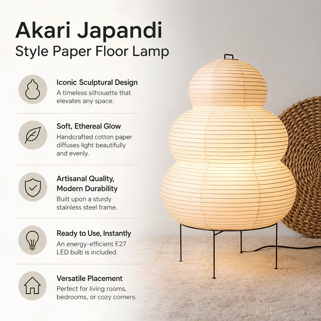 Akari Japandi Style Paper Floor Lamp