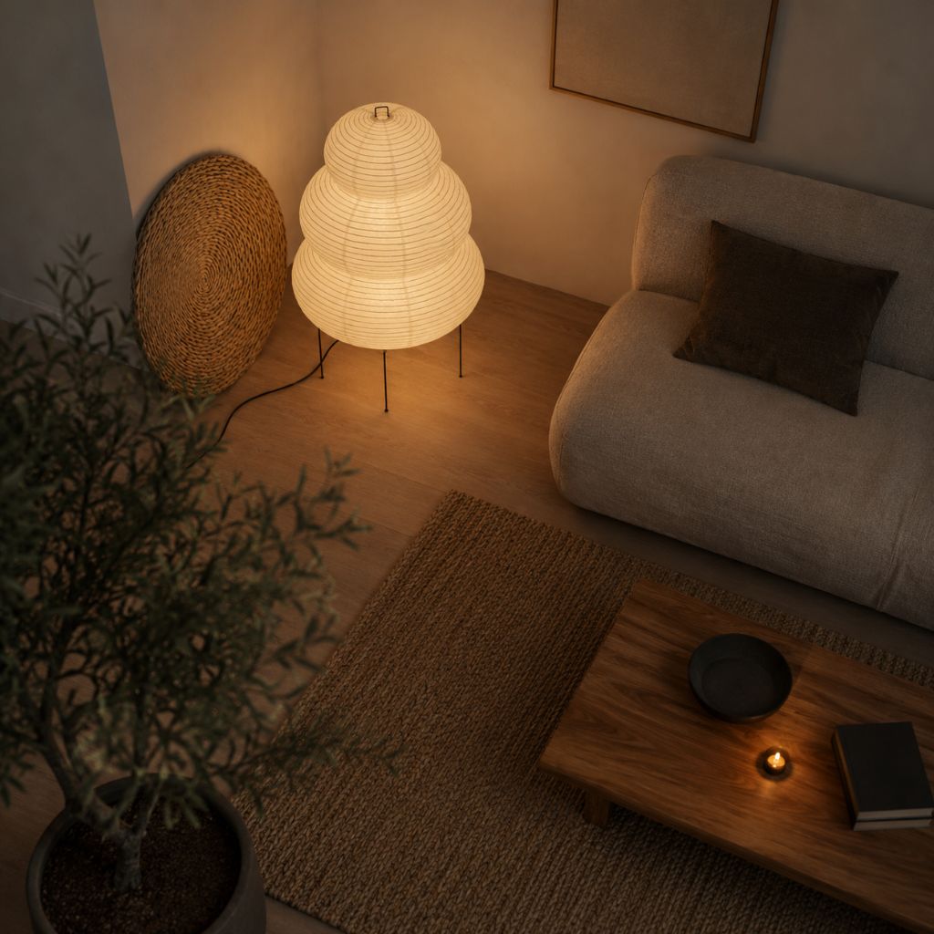 Akari Japandi Style Paper Floor Lamp