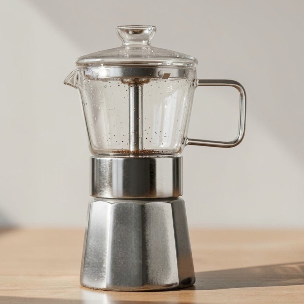 Aluminium Moka Pot Induction Espresso Maker with Glass Top - Lattea Global