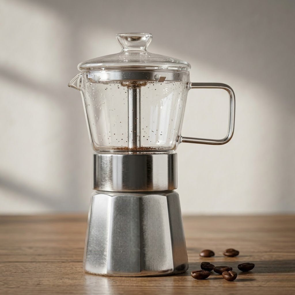 Aluminium Moka Pot Induction Espresso Maker with Glass Top - Lattea Global