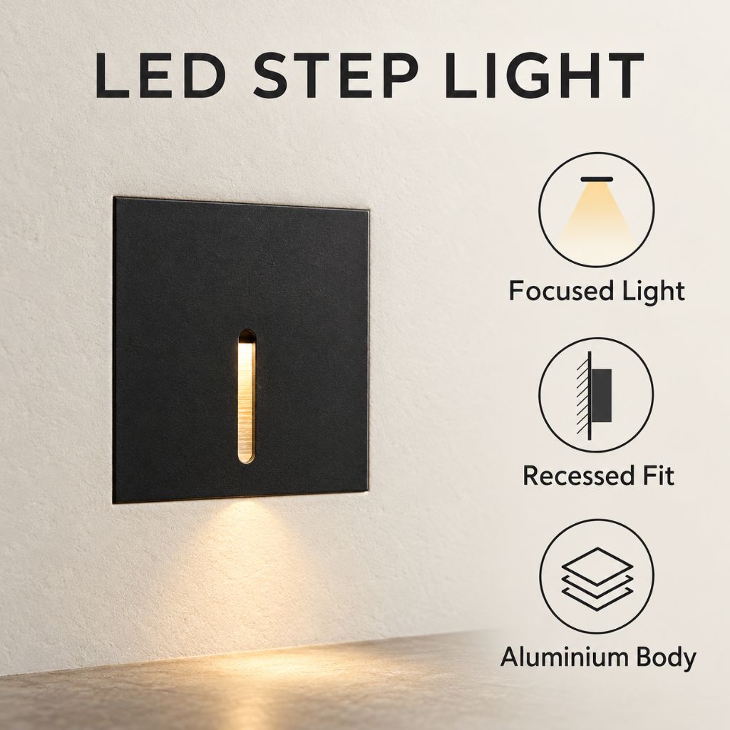 Aluminium Recessed LED Step Light for Indoor Stairs