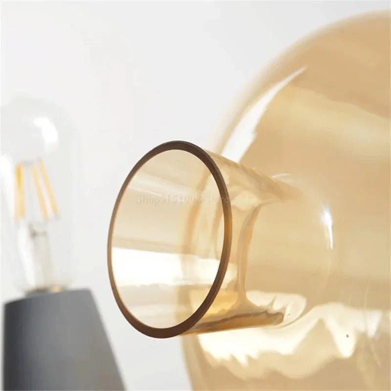 Amber Glass Table Lamp with Cement Base - Lattea Global