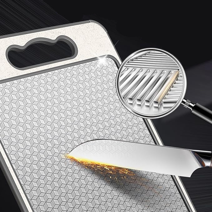 Anti - Scratch Dual - Sided Cutting Board with Sharpener & Silicone Edge - Lattea Global