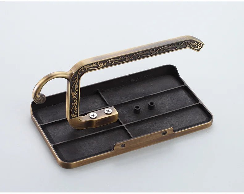 Antique Bronze Wall - Mounted Toilet Roll Holder with Shelf - Lattea Global