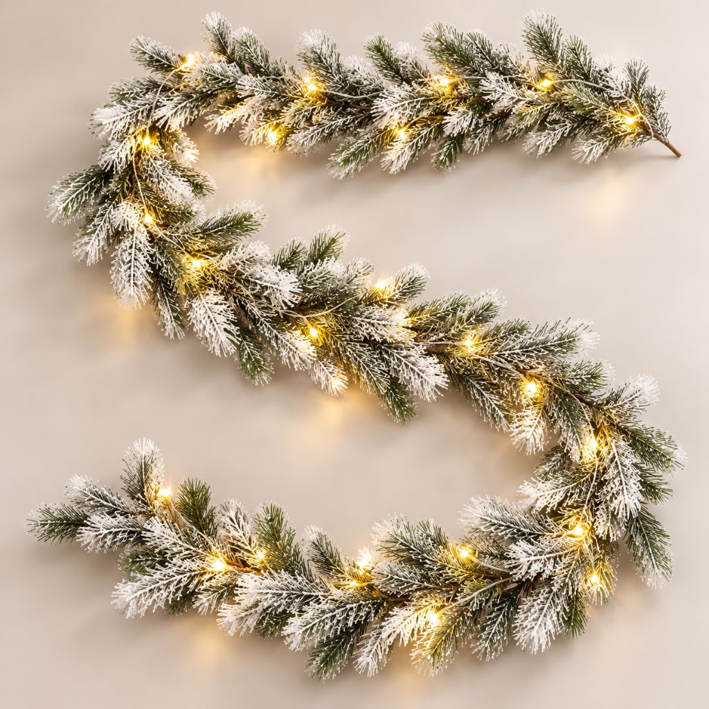 Artificial Cedar and Pine Christmas Garland with LED Lights