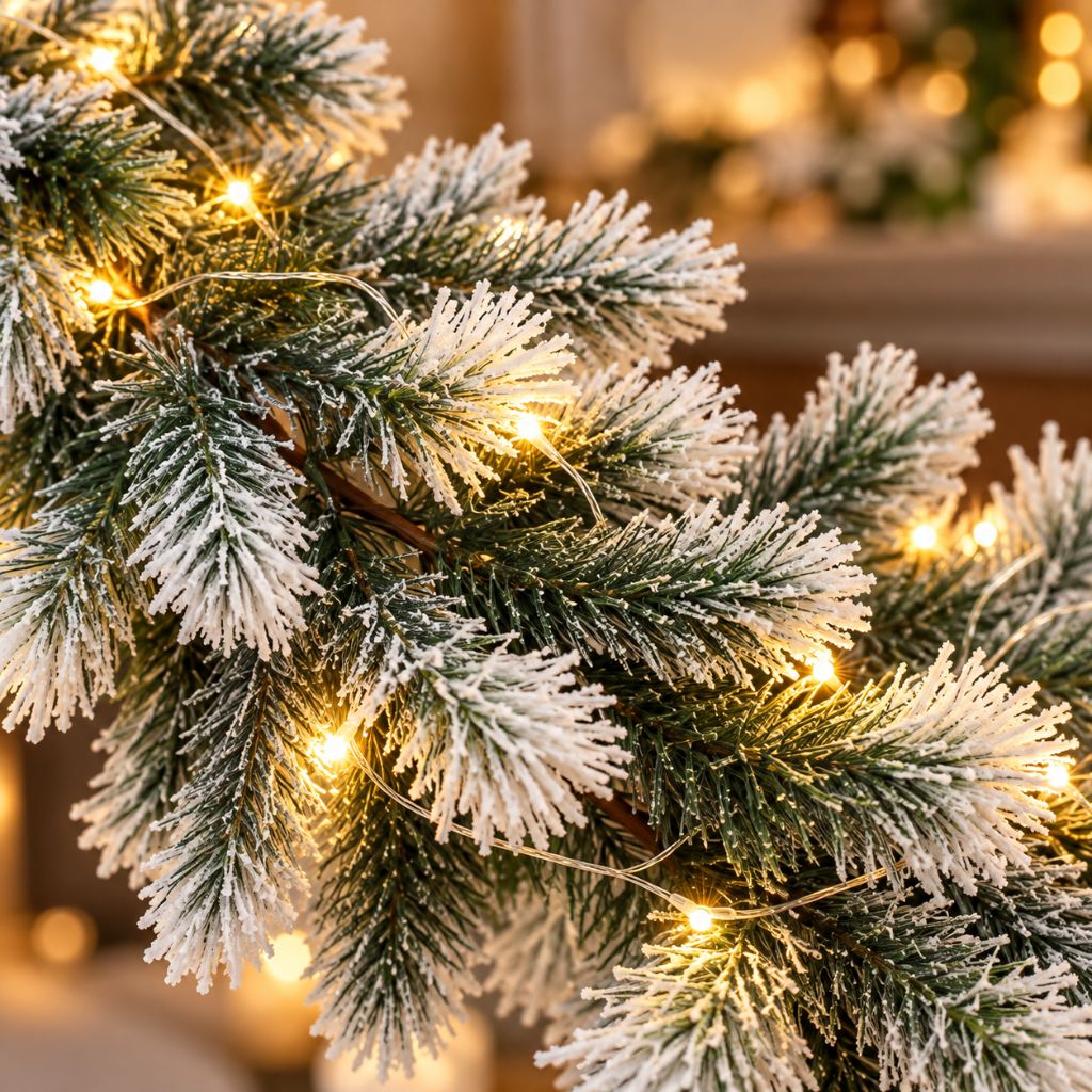 Artificial Cedar and Pine Christmas Garland with LED Lights