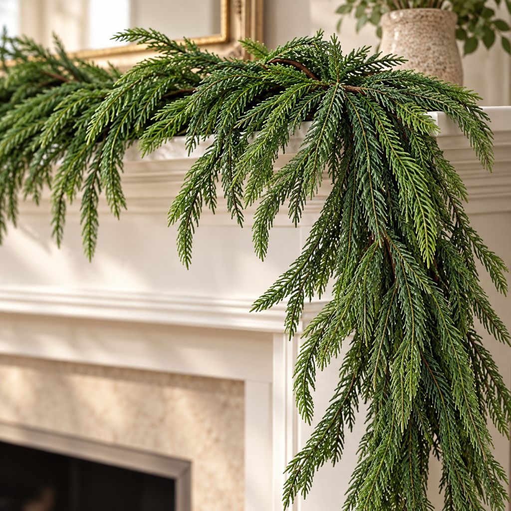 Artificial Norfolk Pine Christmas Garland for Mantels