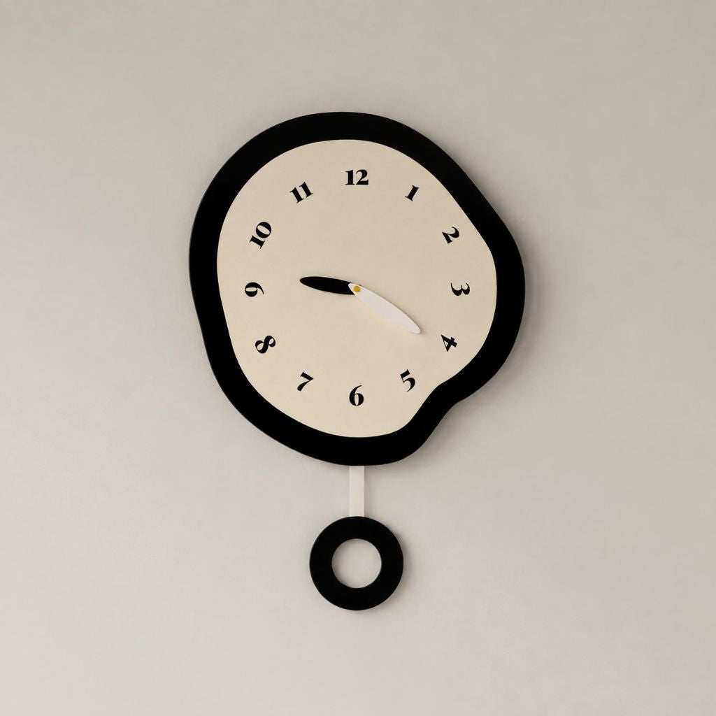 ArtTime - Abstract Distorted Silent Wall Clock with Pendulum