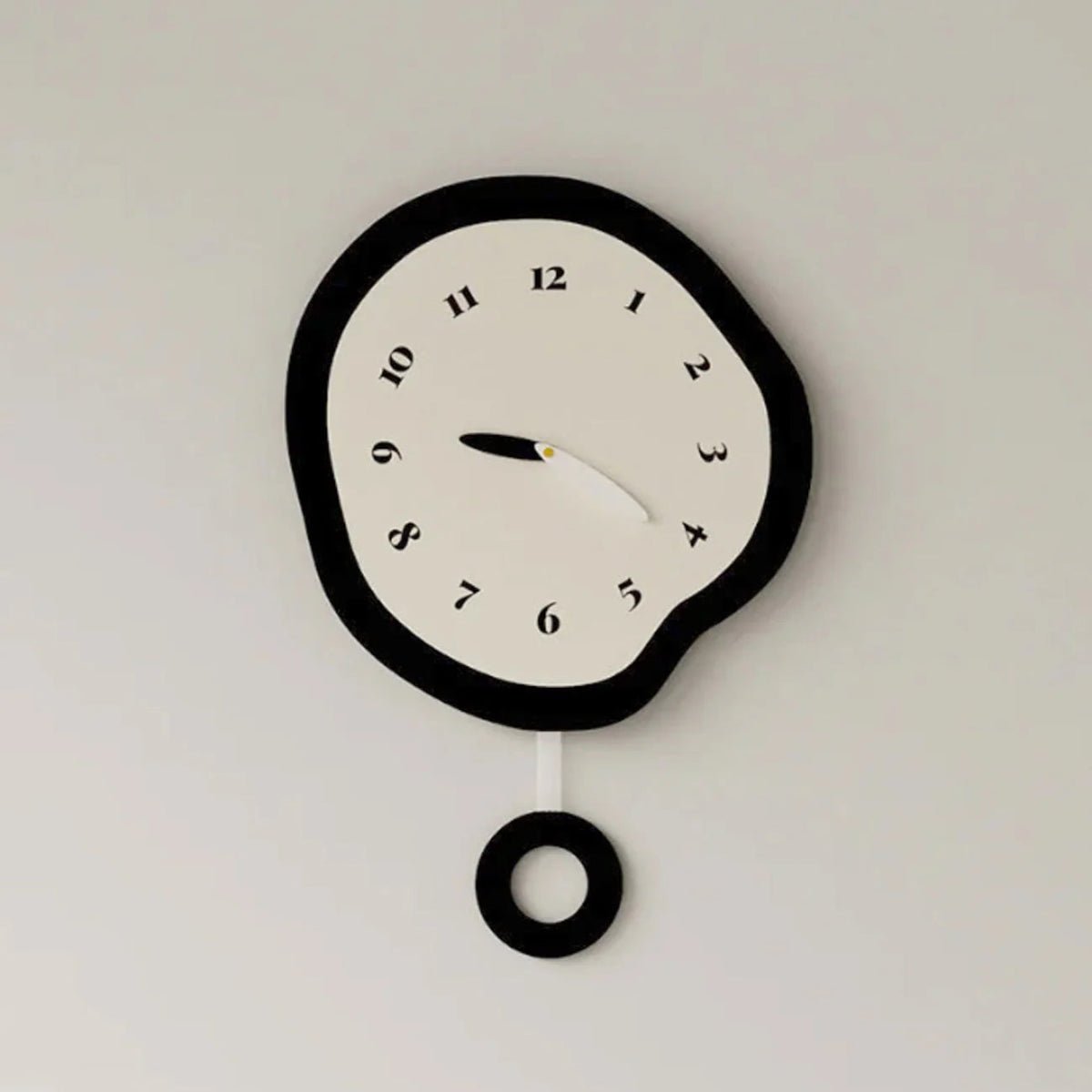 ArtTime - Abstract Distorted Silent Wall Clock with Pendulum - Lattea Global