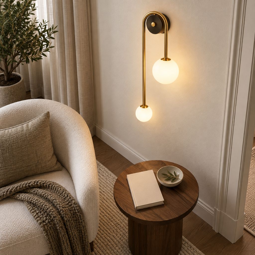 Asymmetric Double Glass Globe Wall Light