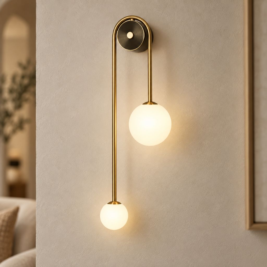 Asymmetric Double Glass Globe Wall Light