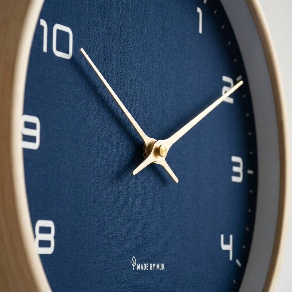 Azure Blue Minimalist Nordic Wood Wall Clock - Lattea Global