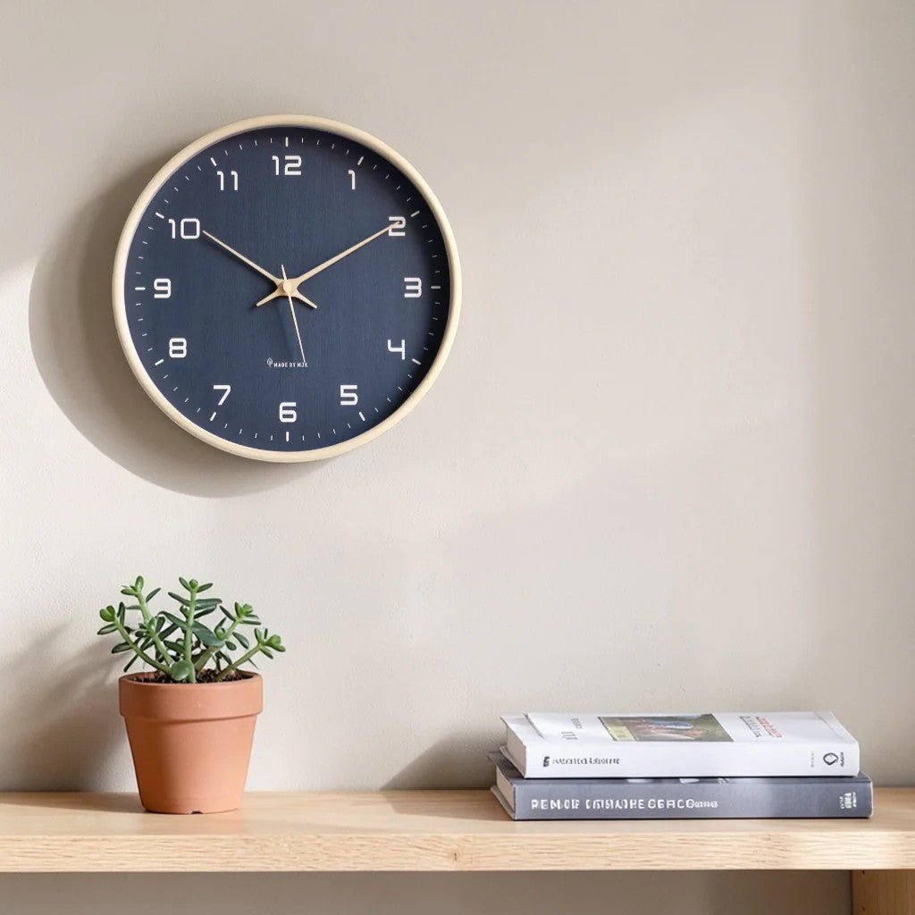Azure Blue Minimalist Nordic Wood Wall Clock - Lattea Global
