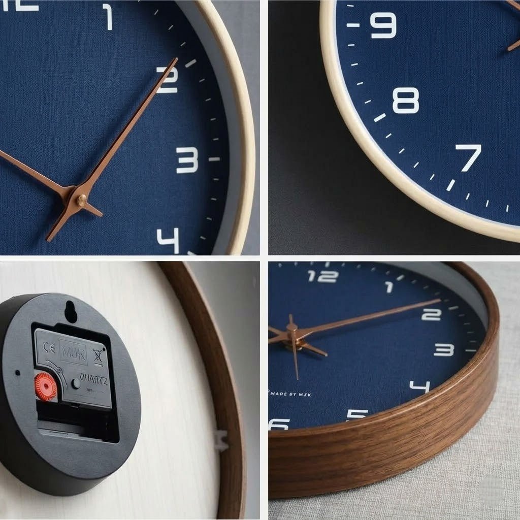 Azure Blue Minimalist Nordic Wood Wall Clock - Lattea Global