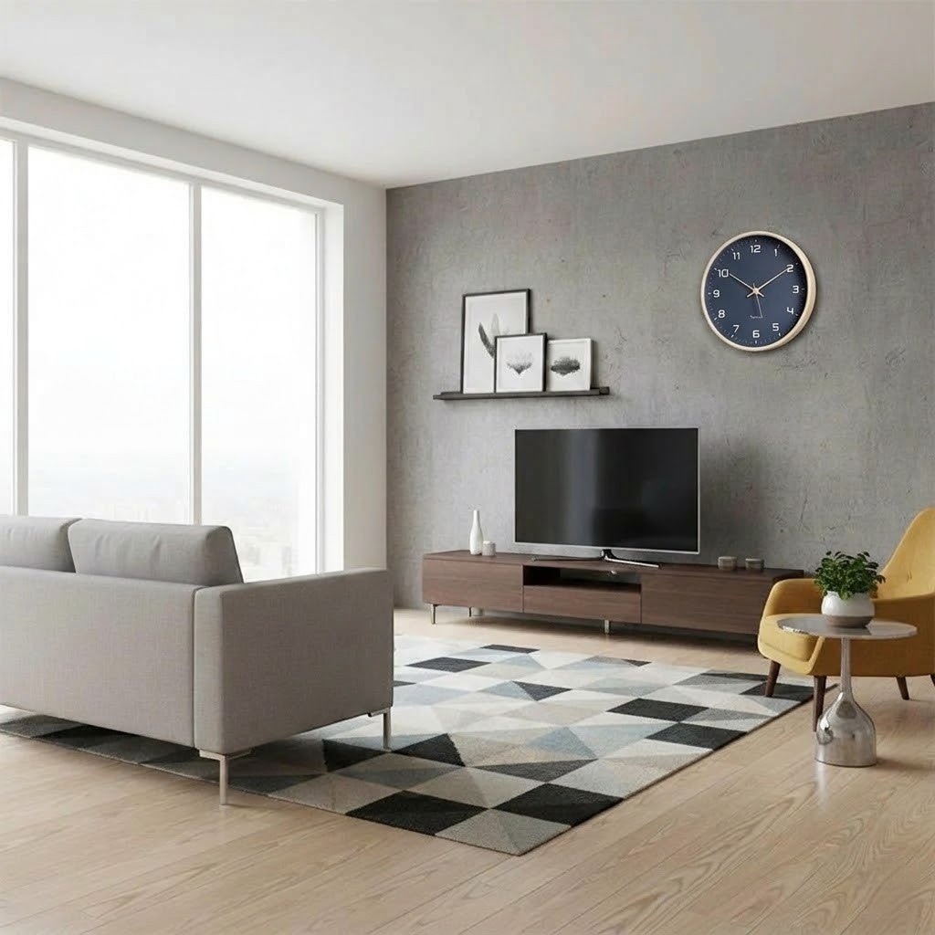 Azure Blue Minimalist Nordic Wood Wall Clock - Lattea Global