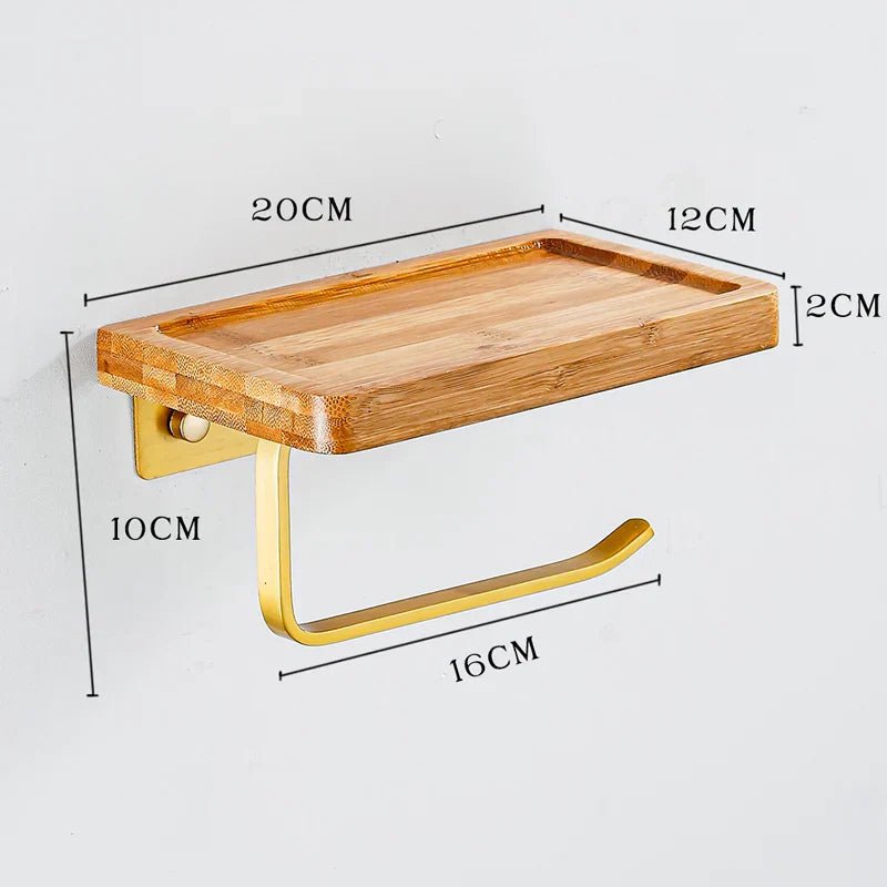 Bamboo Wall - Mounted Toilet Paper Holder with Shelf - Lattea Global