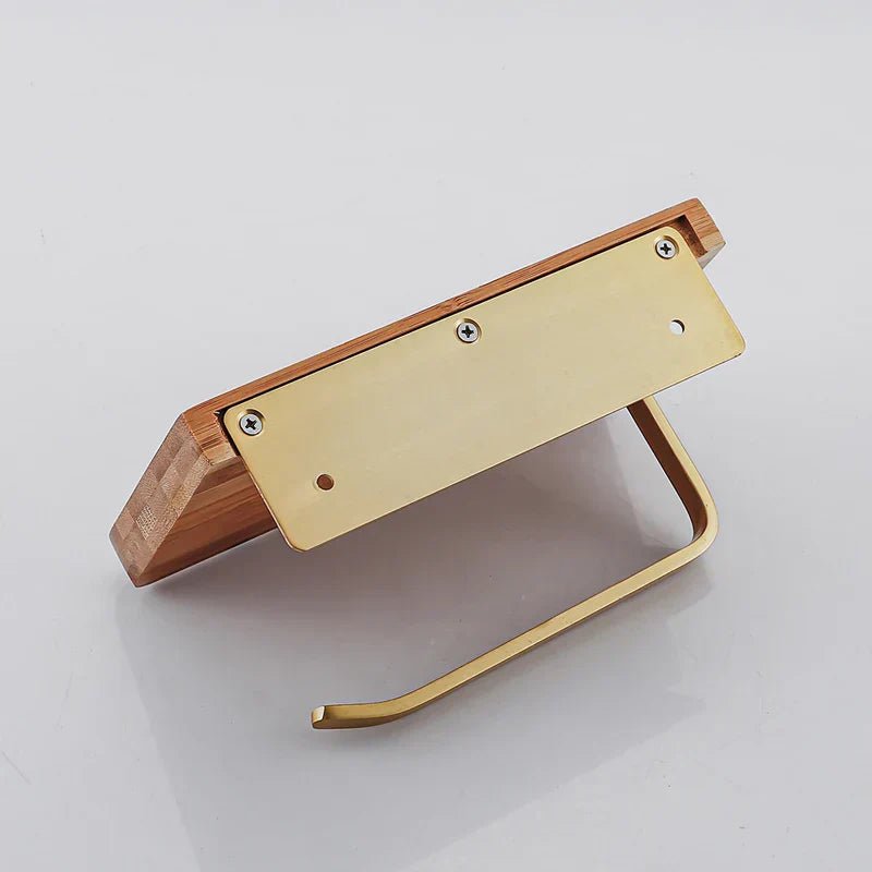 Bamboo Wall - Mounted Toilet Paper Holder with Shelf - Lattea Global