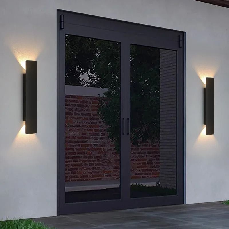 Black Long Outdoor Wall Light