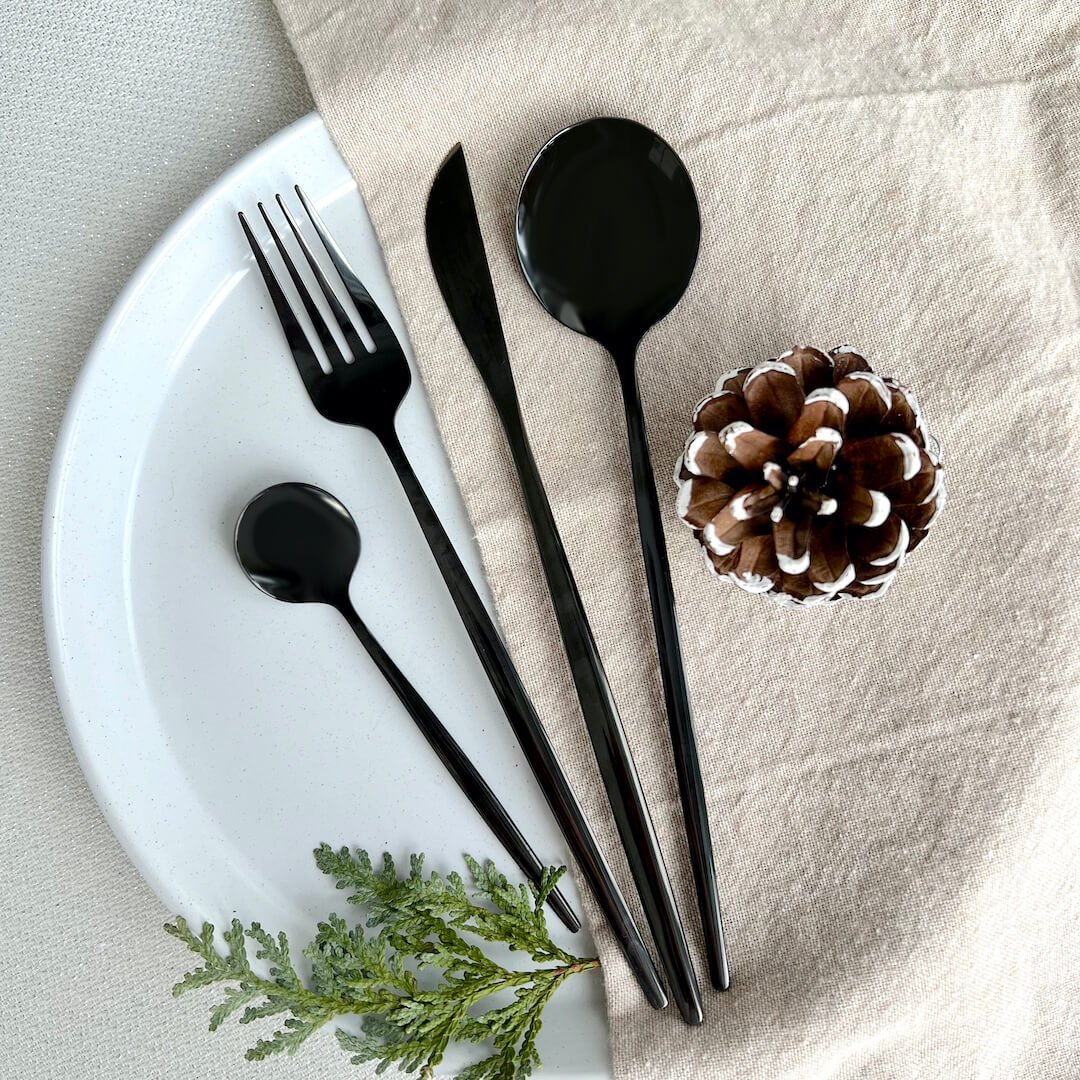 Black Modern Flatware 24pc Set - Lattea Global