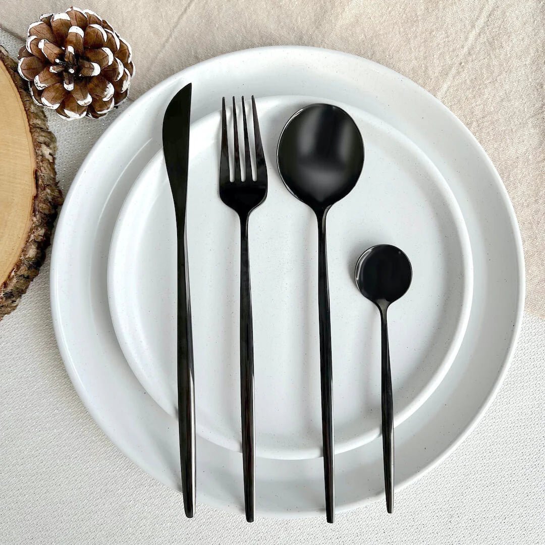 Black Modern Flatware 24pc Set - Lattea Global