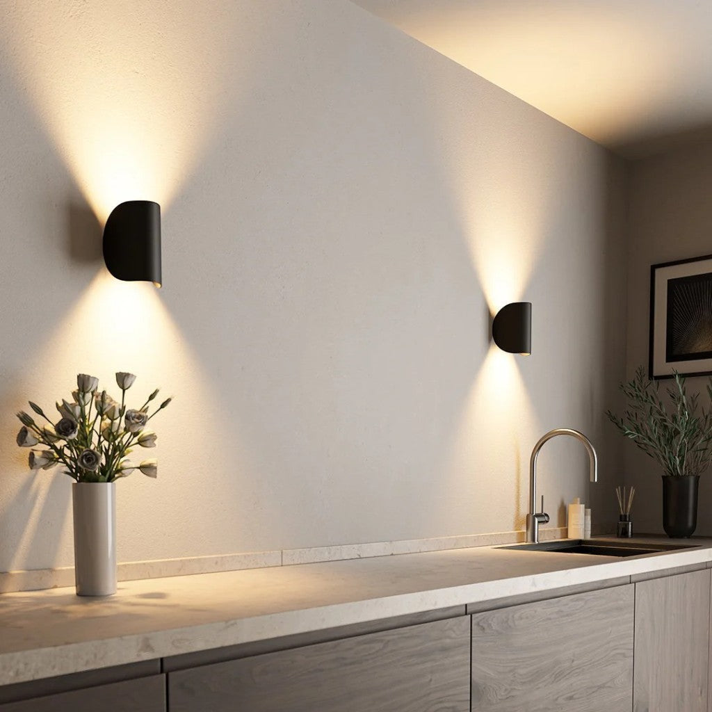 Black Up & Down Modern Wall Sconce Light