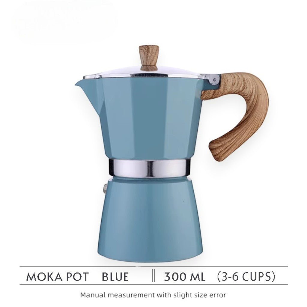 Blue Aluminium Moka Pot Stovetop Espresso Maker Classic Italian Design - Lattea Global