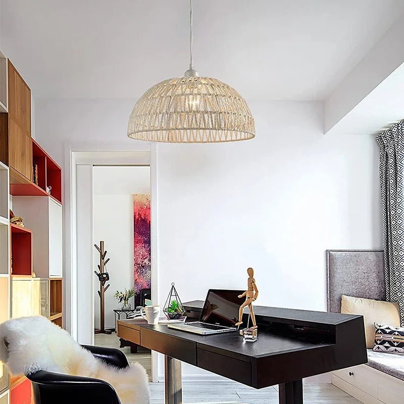 Boho Hand Knitted Japanese Rope Pendant Light - Lattea Global